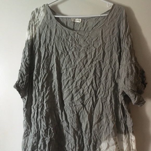 KRISTA LARSON Grey + White Crumple Crinkle Tie Dye Asymmetric Dress One … - Picture 2 of 5